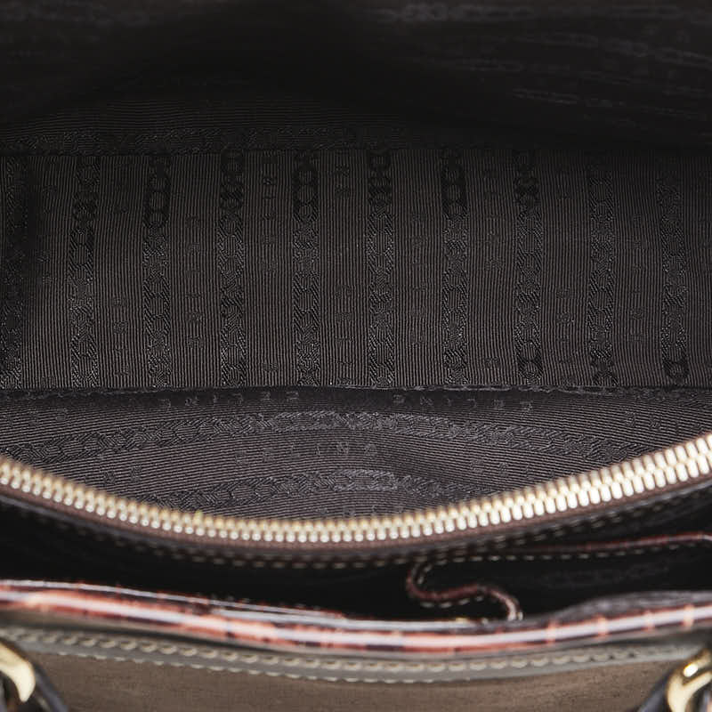 セリーヌ ブギーバッグ ハンドバッグ ブラウン キャンバス レザー レディース CELINE 【中古】