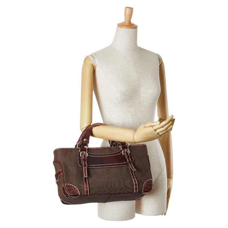 セリーヌ ブギーバッグ ハンドバッグ ブラウン キャンバス レザー レディース CELINE 【中古】