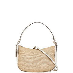 コーチ シグネチャー ハンドバッグ ショルダーバッグ 2WAY 37584 ベージュ ホワイト キャンバス レザー レディース COACH 【中古】