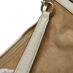 コーチ シグネチャー ハンドバッグ ショルダーバッグ 2WAY 37584 ベージュ ホワイト キャンバス レザー レディース COACH 【中古】