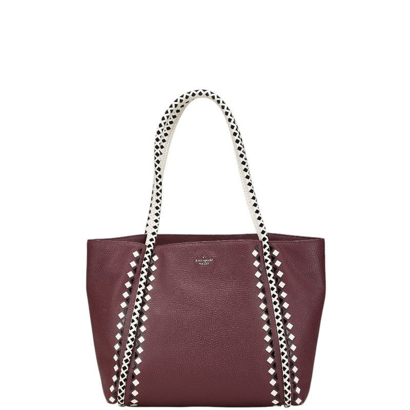 ケイトスペード ハンドバッグ トートバッグ ワインレッド ホワイト ブラック レザー レディース Kate Spade 【中古】