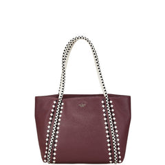 ケイトスペード ハンドバッグ トートバッグ ワインレッド ホワイト ブラック レザー レディース Kate Spade 【中古】