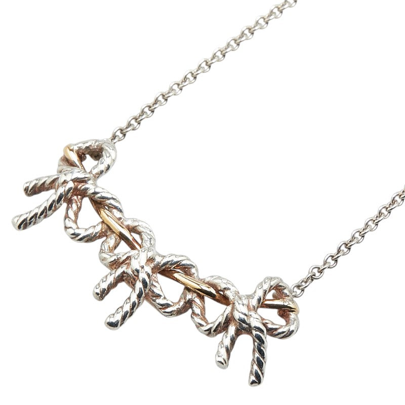 ティファニー トリプル リボン ネックレス SV925 シルバー K18YG イエローゴールド コンビ レディース TIFFANY&Co. 【中古】