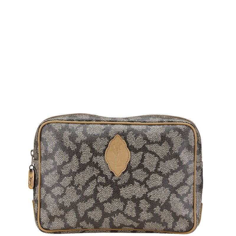 サンローラン ジラフ クラッチバッグ セカンドバッグ ベージュ ブラウン レザー レディース SAINT LAURENT 【中古】