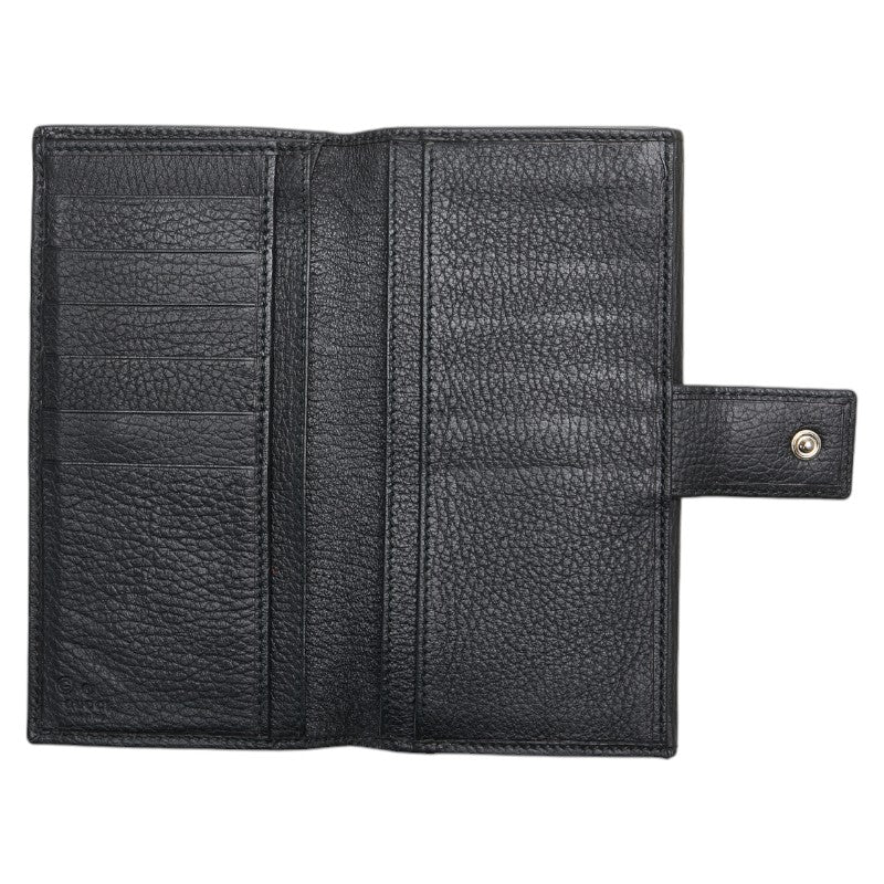 グッチ GGキャンバス 長財布 143389 F5DIN 1160 ブラック キャンバス レザー レディース GUCCI 【中古】