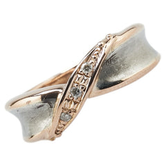 K18PG ピンクゴールド Pt900 プラチナ コンビ ダイヤ0.03ct リング 指輪 レディース 7号 【中古】