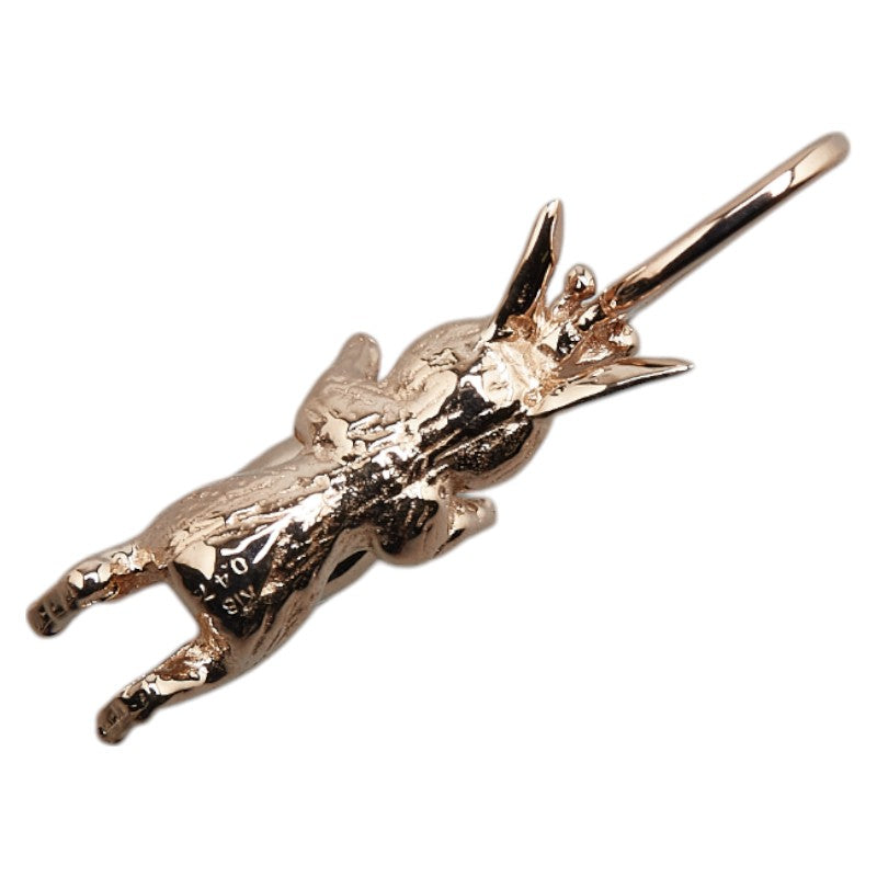 K18PG ピンクゴールド アクアマリン0.47ct ウサギ ラビット 兎 モチーフ ペンダントトップ レディース 【中古】
