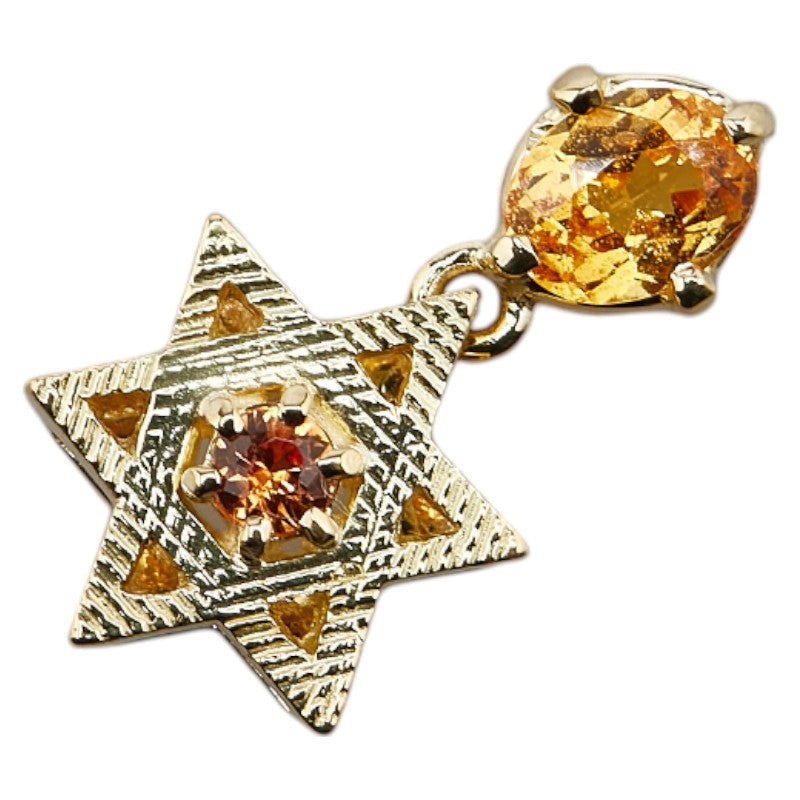 K18YG イエローゴールド シトリントパーズ0.66ct 六芒星 モチーフ ペンダントトップ レディース 【中古】