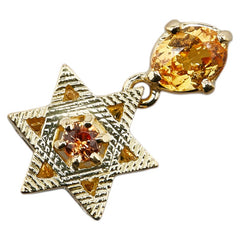 K18YG イエローゴールド シトリントパーズ0.66ct 六芒星 モチーフ ペンダントトップ レディース 【中古】