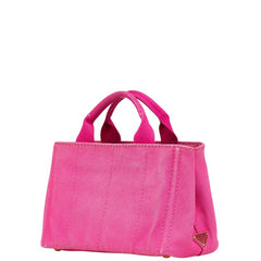 プラダ カナパ 三角ロゴプレート ハンドバッグ ショルダーバッグ 2WAY BN2642 ピンク キャンバス レディース PRADA 【中古】
