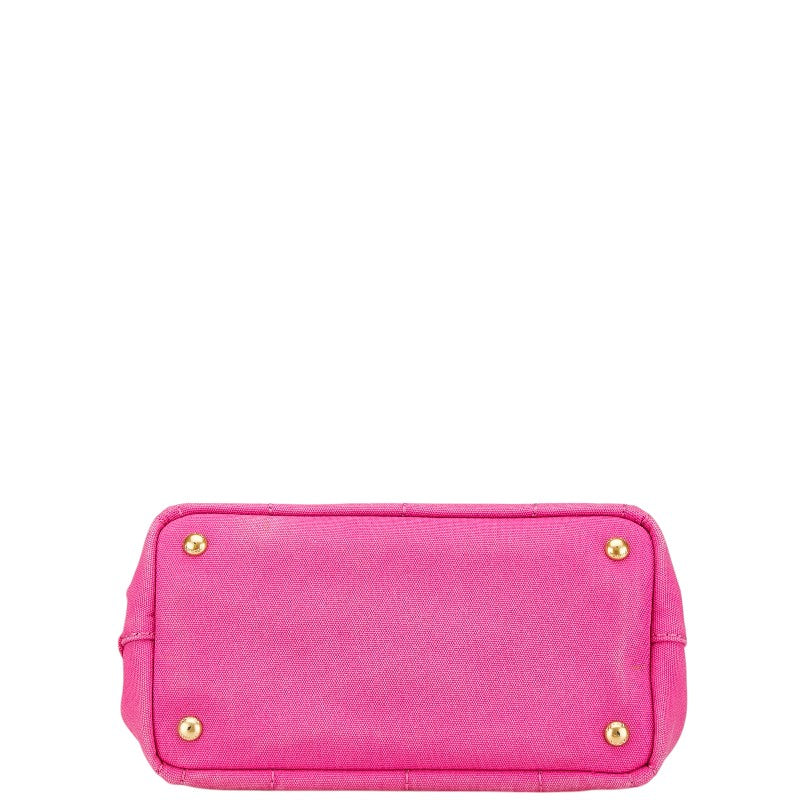 プラダ カナパ 三角ロゴプレート ハンドバッグ ショルダーバッグ 2WAY BN2642 ピンク キャンバス レディース PRADA 【中古】