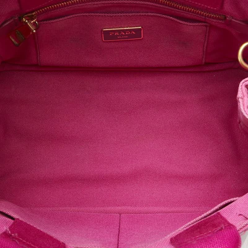 プラダ カナパ 三角ロゴプレート ハンドバッグ ショルダーバッグ 2WAY BN2642 ピンク キャンバス レディース PRADA 【中古】