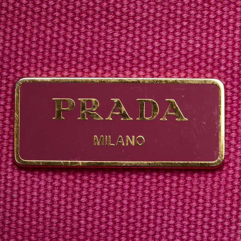 プラダ カナパ 三角ロゴプレート ハンドバッグ ショルダーバッグ 2WAY BN2642 ピンク キャンバス レディース PRADA 【中古】