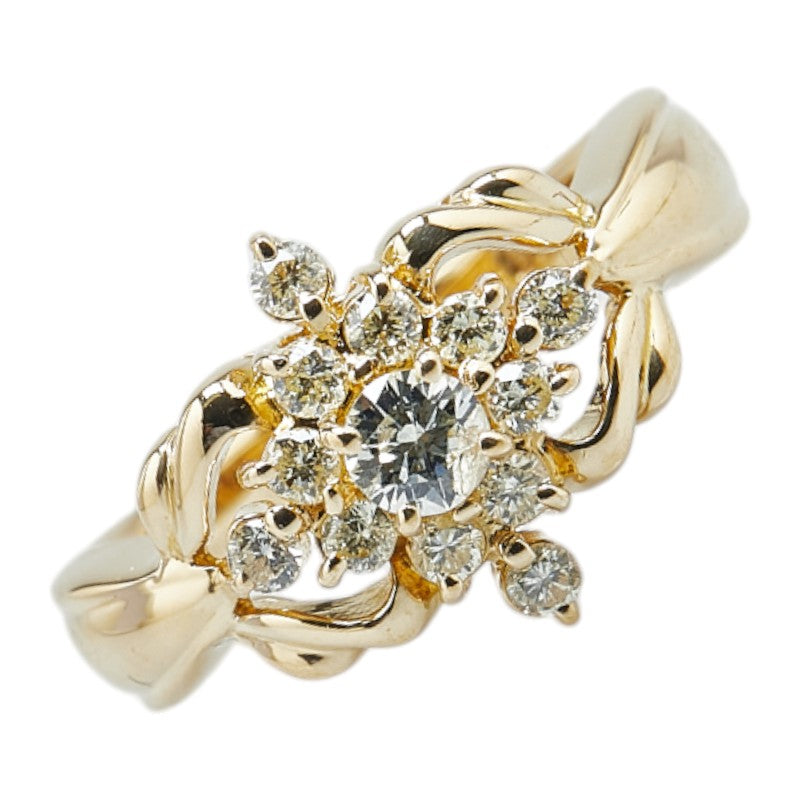 K18YG イエローゴールド ダイヤ0.50ct リング 指輪 レディース 12号 【中古】