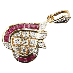 K18YG イエローゴールド ルビー ダイヤ ペンダントトップ レディース 【中古】