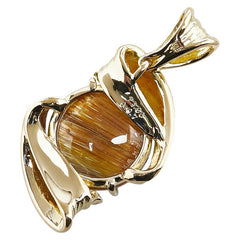 K18YG イエローゴールド ルチルクオーツ11.90ct ダイヤ0.07 ペンダントトップ レディース 【中古】