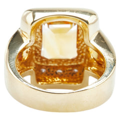 K18YG イエローゴールド シトリントパーズ ダイヤ0.06ct リング 指輪 レディース 12号 【中古】