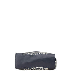 トリーバーチ ロゴ レオパード トートバッグ ネイビー ホワイト PVC レザー レディース Tory Burch 【中古】