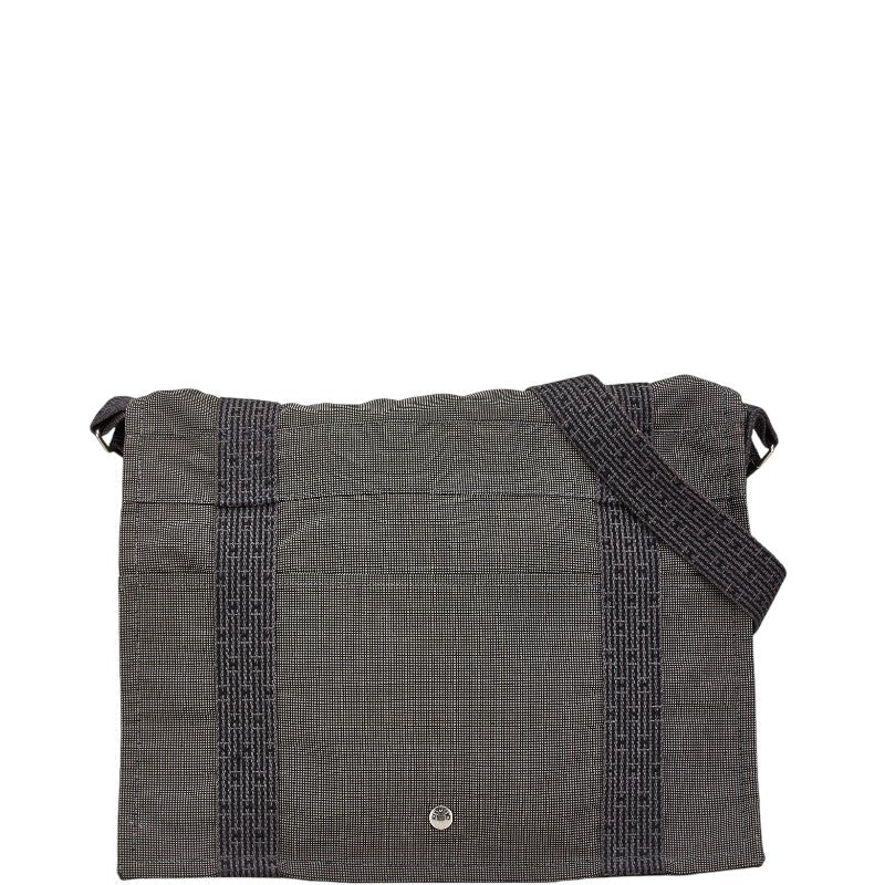 エルメス エールライン バサスMM 斜め掛け ショルダーバッグ グレー キャンバス レディース HERMES 【中古】