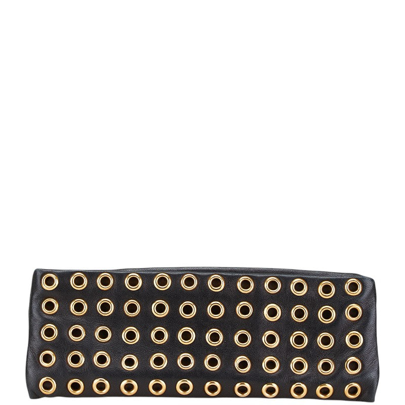 プラダ 三角ロゴプレート ペンケース ポーチ ブラック レザー レディース PRADA 【中古】