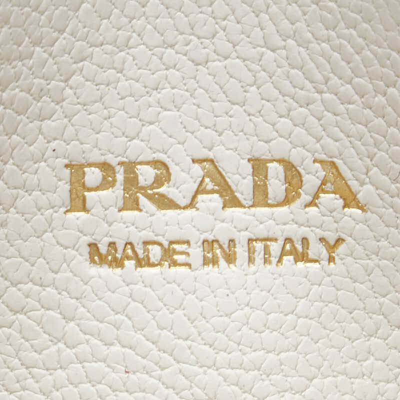 プラダ ロゴ カードケース ホワイト レザー レディース PRADA 【中古】