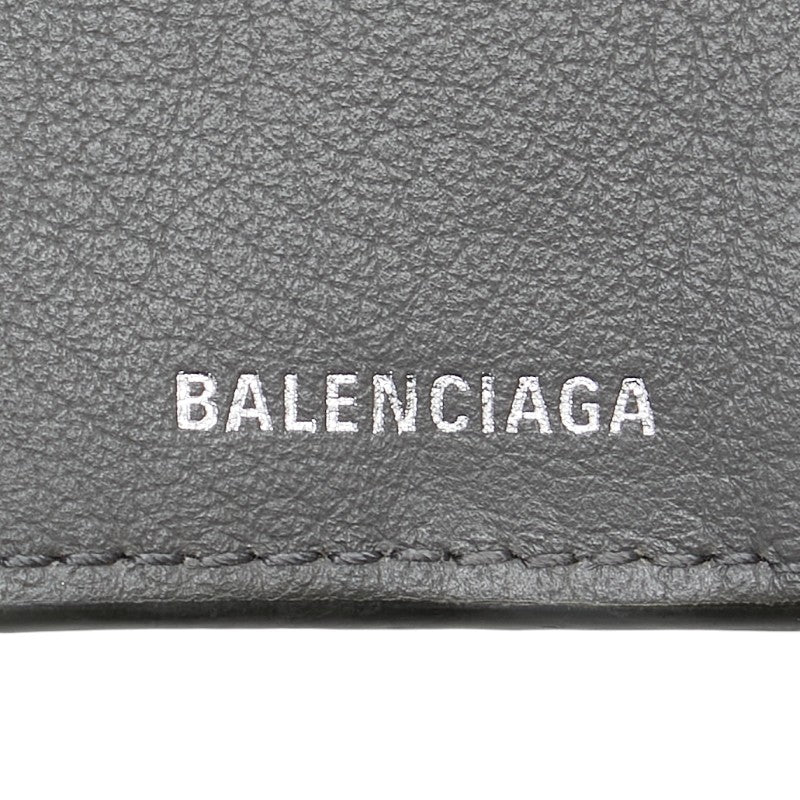バレンシアガ ロゴ 6連 キーケース グレー レザー レディース BALENCIAGA 【中古】