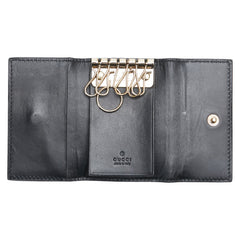 グッチ グッチシマ リボン ６連 キーケース 388682 ブラック レザー レディース GUCCI 【中古】