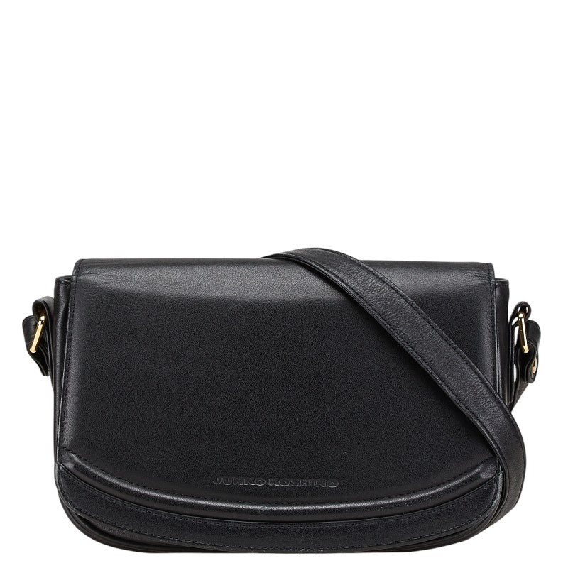 ジュンコ コシノ 斜め掛け ショルダーバッグ ブラック レザー レディース JUNKO KOSHINO 【中古】