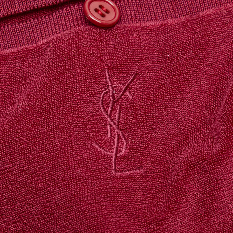 サンローラン パイル地 ポロシャツ レッド コットン ポリエステル レディース SAINT LAURENT 【中古】