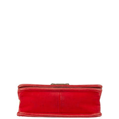 シャネル マトラッセ ボーイシャネル25 斜め掛け チェーン ショルダーバッグ レッド マルチカラー ベロア ウール レザー レディース CHANEL 【中古】