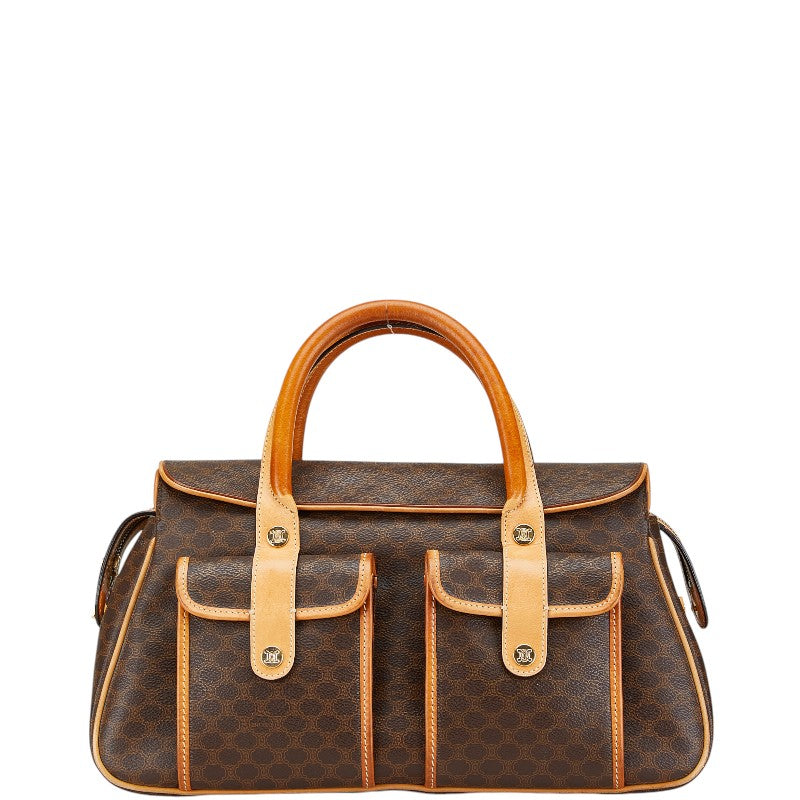 セリーヌ マカダム ハンドバッグ ブラウン PVC レザー レディース CELINE 【中古】