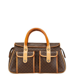 セリーヌ マカダム ハンドバッグ ブラウン PVC レザー レディース CELINE 【中古】