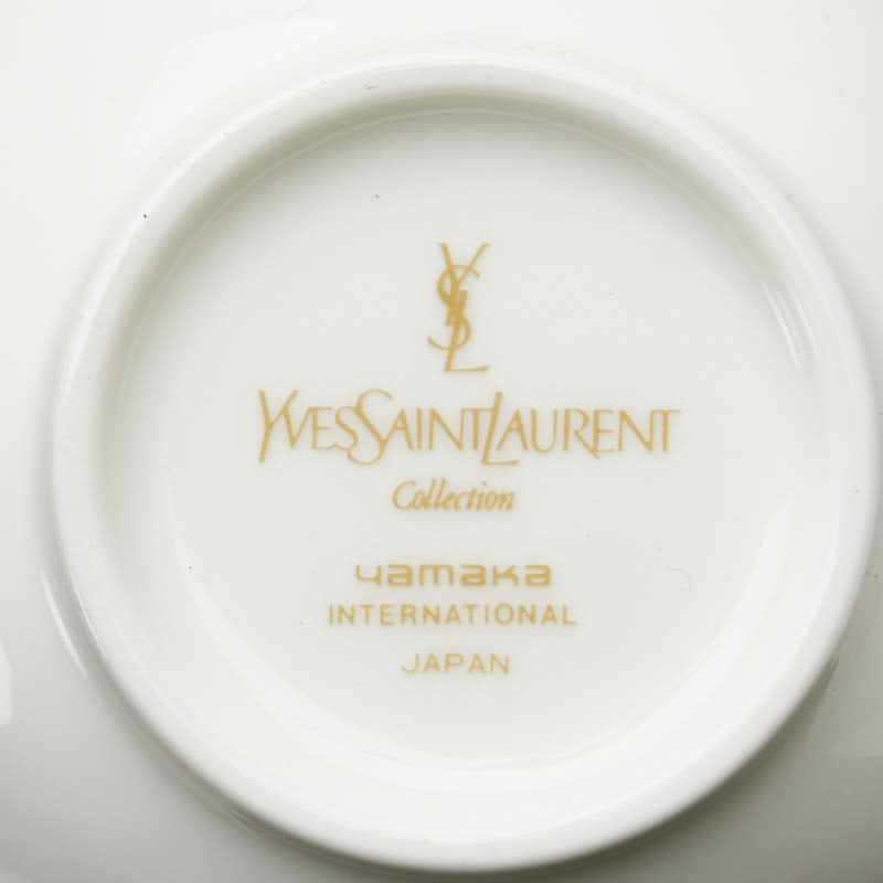 サンローラン ティーカップ ソーサー 2個セット ホワイト ゴールド 陶器 レディース SAINT LAURENT 【中古】