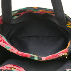 フェイラー 花柄 ハンドバッグ ブラック マルチカラー パイル レディース FEILER 【中古】