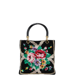 フェイラー 花柄 ミニハンドバッグ ブラック マルチカラー パイル ナイロン レディース FEILER 【中古】