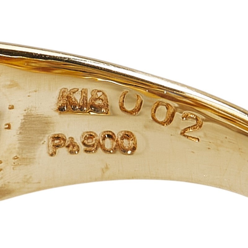 K18YG イエローゴールド Pt900 プラチナ コンビ サファイア　0.49ct ダイヤ0.02ct リング 指輪 レディース 12.5号 【中古】