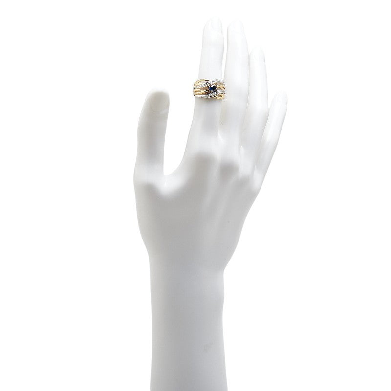 K18YG イエローゴールド Pt900 プラチナ コンビ サファイア　0.49ct ダイヤ0.02ct リング 指輪 レディース 12.5号 【中古】