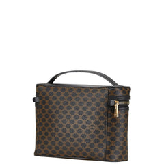 セリーヌ マカダム バニティバッグ ハンドバッグ ブラック ブラウン PVC レザー レディース CELINE 【中古】