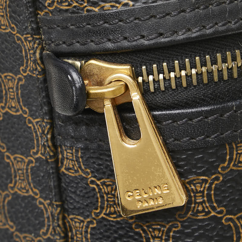 セリーヌ マカダム バニティバッグ ハンドバッグ ブラック ブラウン PVC レザー レディース CELINE 【中古】