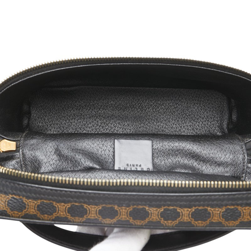 セリーヌ マカダム バニティバッグ ハンドバッグ ブラック ブラウン PVC レザー レディース CELINE 【中古】