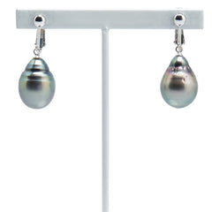 ノーブランド K14WG ホワイトゴールド 黒蝶パール11.2～15.4mm ネジバネ式 イヤリング レディース no brand 【中古】