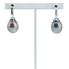 ノーブランド K14WG ホワイトゴールド 黒蝶パール11.2～15.4mm ネジバネ式 イヤリング レディース no brand 【中古】