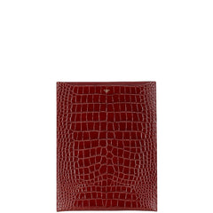 セリーヌ クロコ 型押し タブレットケース バーガンディ ワインレッド レザー レディース CELINE 【中古】