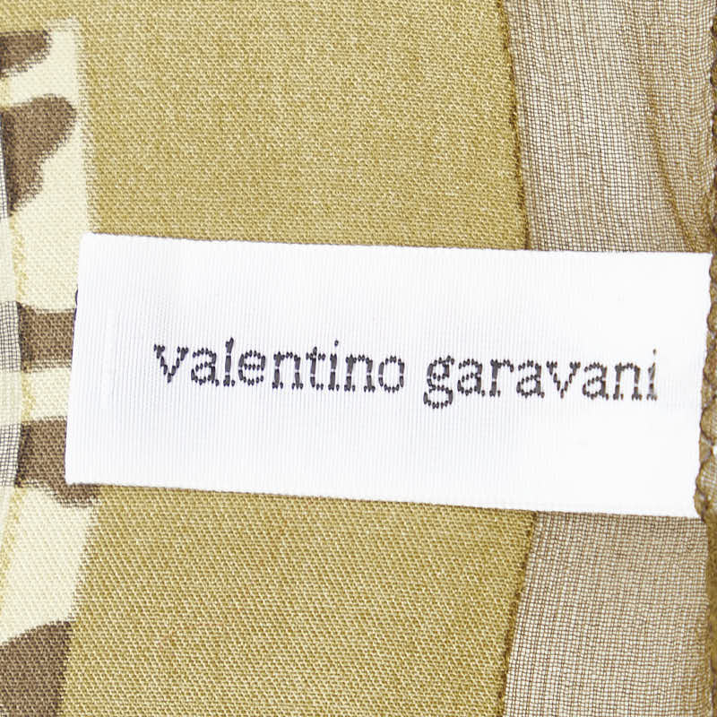 ヴァレンティノ 豹柄 レオパード スカーフ カーキグリーン シルク レディース VALENTINO 【中古】