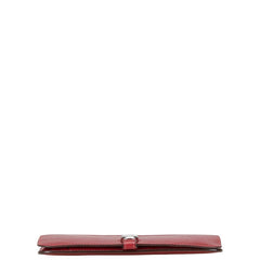 エルメス ドゴンGM 長財布 レッド レザー レディース HERMES 【中古】