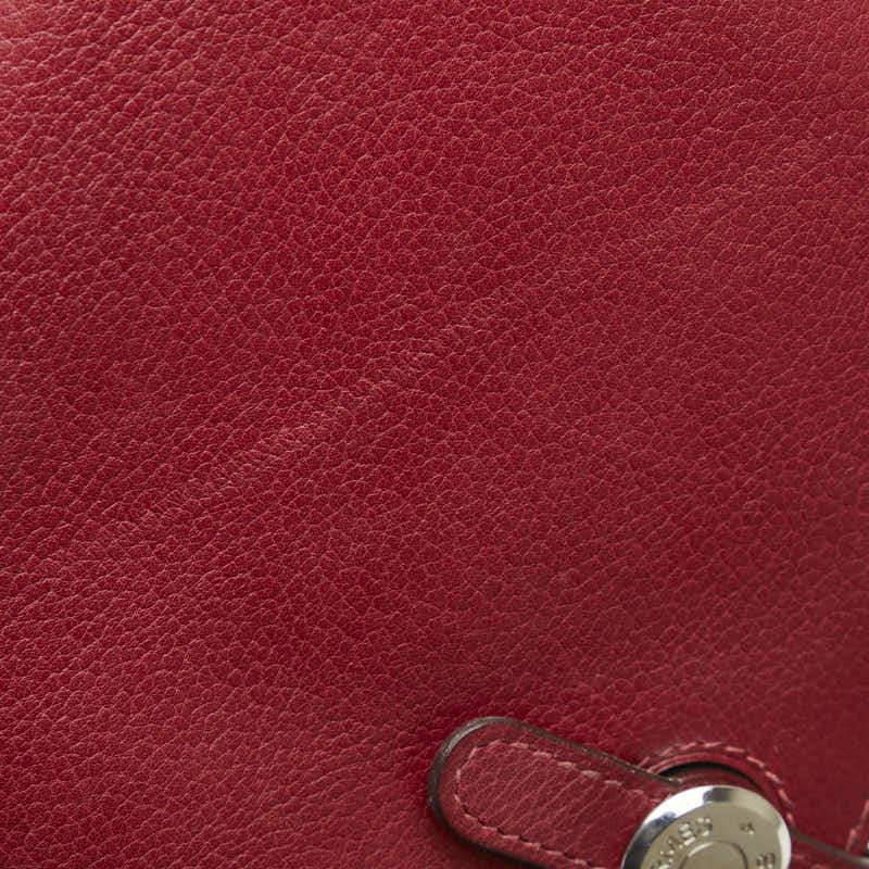 エルメス ドゴンGM 長財布 レッド レザー レディース HERMES 【中古】