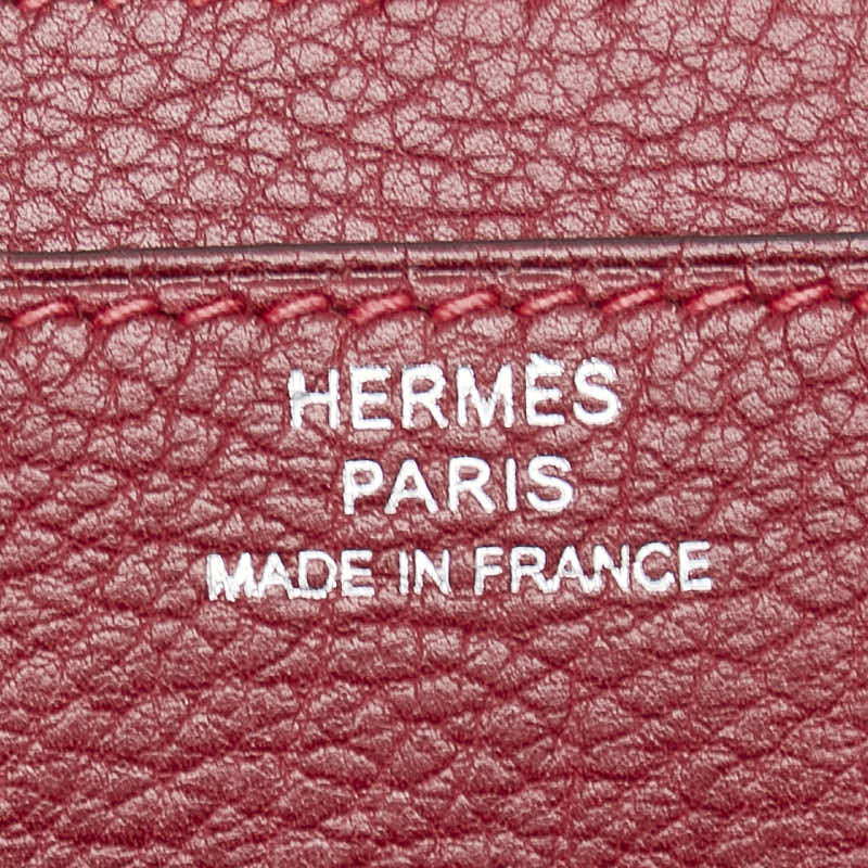 エルメス ドゴンGM 長財布 レッド レザー レディース HERMES 【中古】