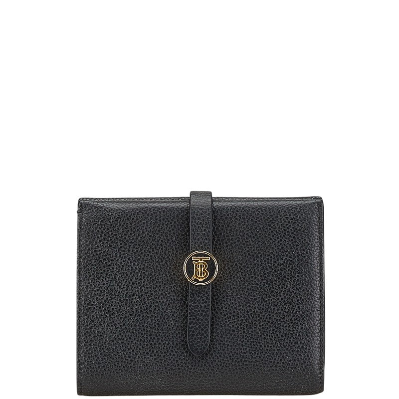 バーバリー TBロゴ 二つ折り財布 ブラック レザー レディース BURBERRY 【中古】