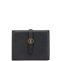 バーバリー TBロゴ 二つ折り財布 ブラック レザー レディース BURBERRY 【中古】