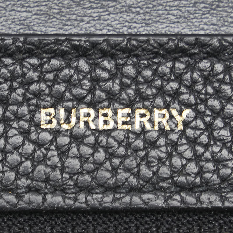 バーバリー TBロゴ 二つ折り財布 ブラック レザー レディース BURBERRY 【中古】